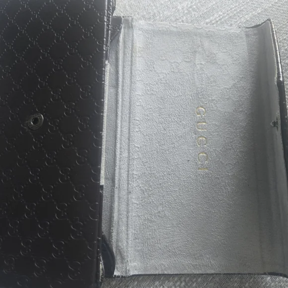 GUCCI Brown GG Logo Tri-Fold Sunglass Glasses Case Collapsible Protective Travel - Picture 9 of 10